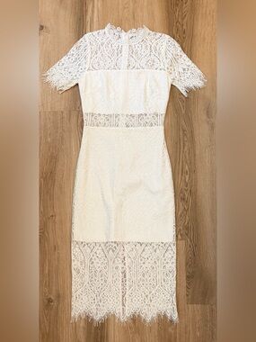 Just Me White Lace Midi Dress